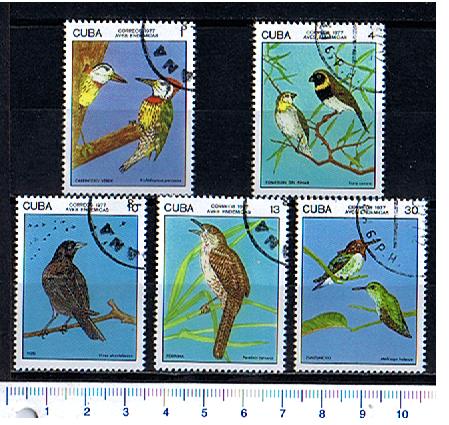 45659 - CUBA 1977-3666 -Yvert 1987/91 *	Uccelli soggetti diversi - 5 valori serie completa timbrata