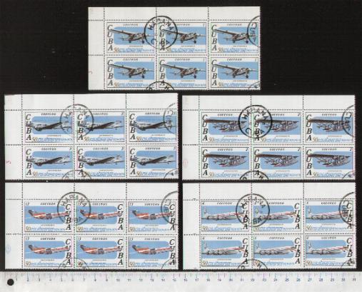 45754 - CUBA S-204 *  Aeroplani diversi - 10 seriette da 5 valori timbrati foto parziale