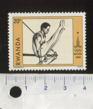 45949 - RWANDA 1980-S-280-Scott 966 *  Giochi Olimpici di Mosca  - 1 francobollo nuovo