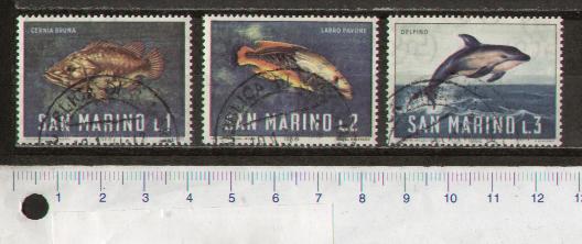 45983 - SAN MARINO	1966-729-31 *  Pesci diversi -  serietta da 3 valori timbrata
