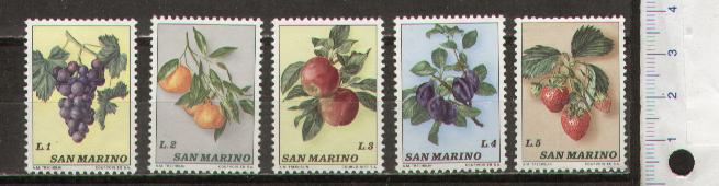 46007 - SAN MARINO	1973-890-94	 * 	Frutti diversi	 -  seriette da 5 valori nuovi senza colla