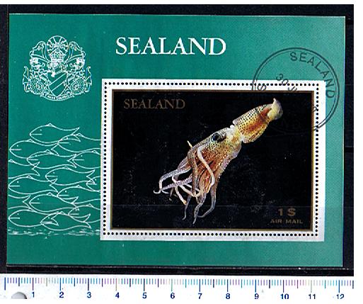 46011 - SEALAND	1970-1266F *	Pesci soggetti diversi - Foglietto completo timbrato