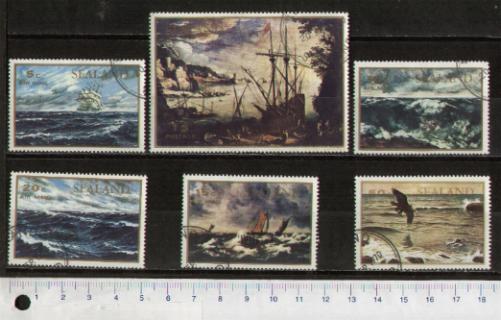 46013 - SEALAND	1970-1268 *	Dipinti di Velieri e scene di mare  - 6 valori serie completa timbrata