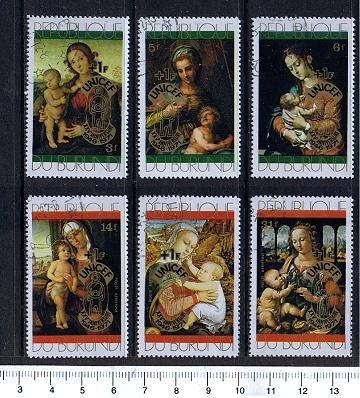 46051 -  BURUNDI 1971-2336 - Yvert 476/8+A238/40 * 	Unicef, dipinti di donne con bambino - 6 valori serie completa timbrata