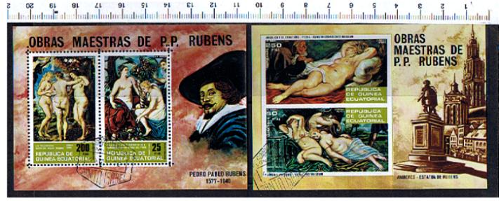 46060 - GUINEA Equatoriale	1973-2694F- Yvert BF A22 * Nudi di donna dipinti da P.P.Rubens - 2 Foglietti completi timbrati