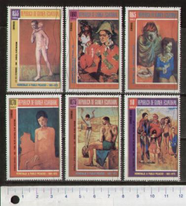 46064 - GUINEA Equatoriale	1972-S-072  *	Pablo Picasso: Dipinti del periodo Rosa  - serietta di 6 valori timbrati