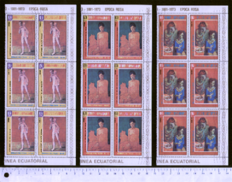 46069 - GUINEA Equatoriale	1972-S-072 *	Pablo Picasso: Dipinti del periodo Rosa - 10 seriette di 6 valori timbrati foto parziale