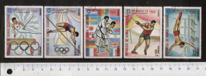 46076 - GUINEA Equatoriale	1972-S-070 *	Giochi Olimpici di Monaco -  serietta di 5 valori timbrati