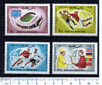 46331 - RAS AL KHAIMA 1967-79-82 * 	Coppa Mondiali di Calcio a Londra - 4 valori serie completa nuova