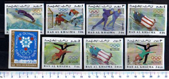 46361 - RAS AL KHAIMA 1967-137-44 * Giochi Olimpici Invernali di Grenoble 1968 - 8 valori non dentellati serie completa nuova