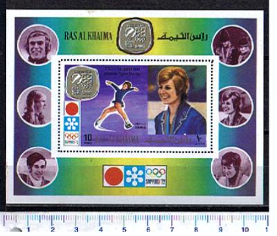 46482 - RAS AL KHAIMA 1972-699 * Vincitori Olimpiadi Invernali: Sapporo 1972 Gustav Thoni - Foglietto completo nuovo ** MNH