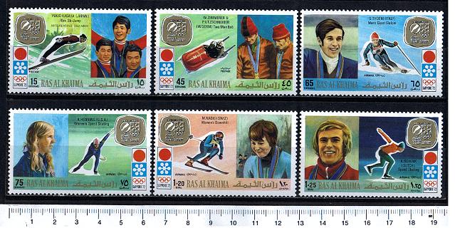 46492 - RAS AL KHAIMA 1972-693-98* Vincitori Olimpiadi Invernali: Sapporo 1972 - 6 valori dentellati serie completa nuova