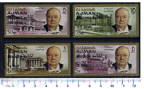 46724 - MANAMA	1966-14-17	 * Sir Winston Churchill - Ajman # 80a-85a sovrastampato Manama e nuova moneta - 4 valori serie completa nuova senza colla