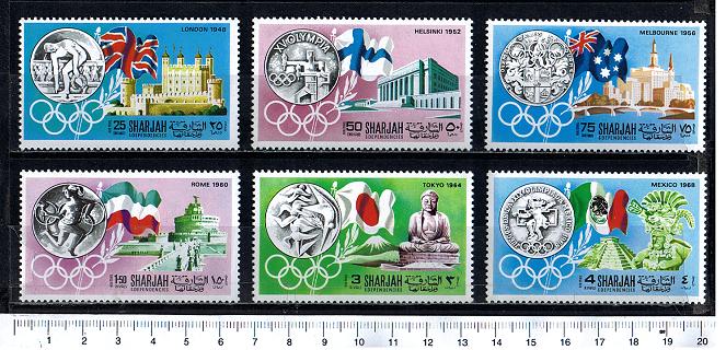 46961 - SHARJAH (ora U.E.A.), Anno 1968 - # 370-75 * Varie Citt Olimpiche - 6 valori serie completa nuova