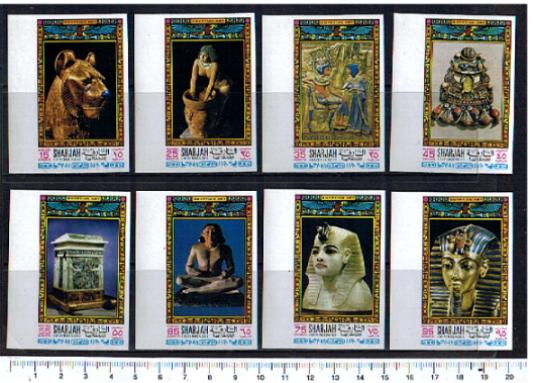 46975 - SHARJAH (ora U.E.A.), Anno 1968 - # 339-46  * 	Arte Egiziana , vari soggetti  - 8 valori non dentellati serie completa nuova