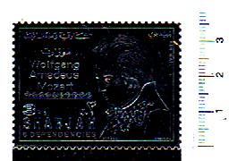 46998 - SHARJAH (ora U.E.A.),  1970 - # 653as * Wolfang Amadeus Mozart, impresso su Silver foil  - 1 valore dentellato completo nuovo