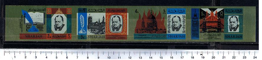 47328 - SHARJAH (ora U.E.A.), Anno 1966-# 213-16bis * In memoria di Sir Winston Churchill su carta metallizata - 4 valori non dentellati serie completa nuova