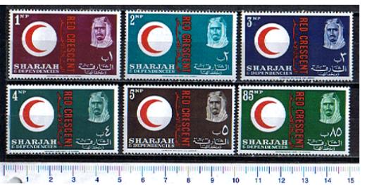 47370 - SHARJAH, 1963-40-45 * Red Crescent (Croce Rossa Araba)  - 6 valori dentellati serie completa nuova
