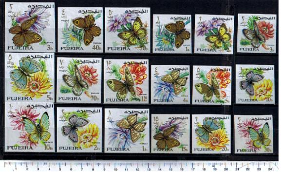47432 - FUJEIRA, Anno 1967-85-102 *  Fiori e farfalle vari tipi - 18 valori non dentellati serie completa nuova senza colla
