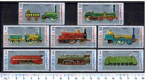 47600 - FUJEIRA, Anno 1969-260-67 *  Locomotive vari modelli - 8 valori serie completa nuova senza colla