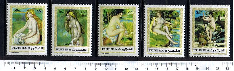 47663 - FUJEIRA, Anno 1970-590-94 * 	Nudi dipinti da Renoir - 5 valori dentellati serie completa nuova senza colla