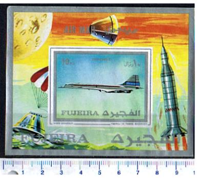 47691 - FUJEIRA, Anno 1971-613F*  Storia del volo: Aerei e conquista dello spazio - Foglietto non dentellato completo nuovo senza colla