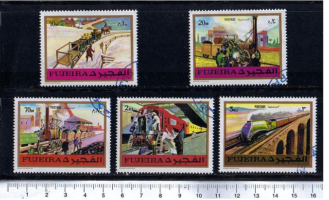 47756 - FUJEIRA, Anno 1971-614-18 * Locomotive del West: dipinti famosi - 5 valori serie completa timbrata