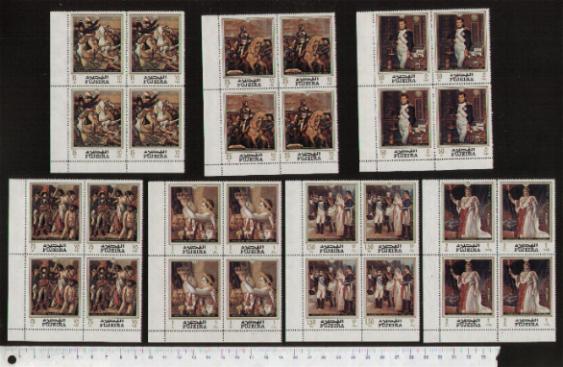 47847 - FUJEIRA, Anno 1970-385-91 *	200 Anni nascita di Napoleone: dipinti famosi  - 7 valori dentellati serie completa nuova in Quartina