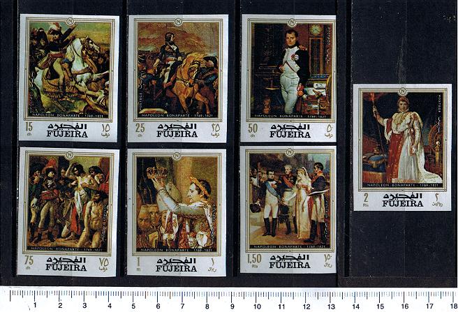 47857 - FUJEIRA, Anno 1970-385-91 *	200 Anni nascita di Napoleone: dipinti famosi  - 7 valori non dentellati serie completa nuova