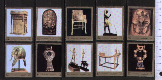 47985 -  FUJEIRA, Anno 1972-M1240-49 * 	Arte Egiziana - 10 valori serie completa nuova