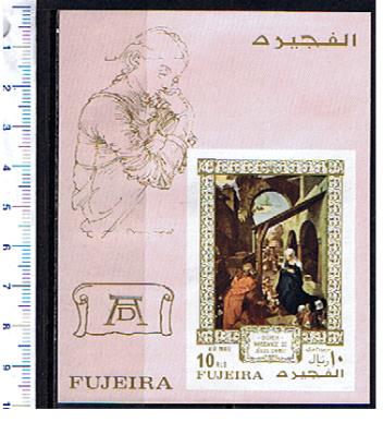 48148 -  FUJEIRA, Anno 1971-673F * 500 Anni nascita pittore Durer: dipinti famosi  - Foglietto non dentellato completo nuovo senza colla