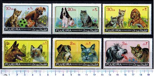 48356 - FUJEIRA, Anno 1971-733-38 *	Cani e gatti razze diverse  - 6 valori dentellati serie completa nuova senza colla