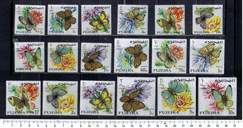 48429 - FUJEIRA, Anno 1967-85-102 *  Fiori e farfalle soggetti diversi - 18 valori dentellati serie completa timbrata foto non disponibile