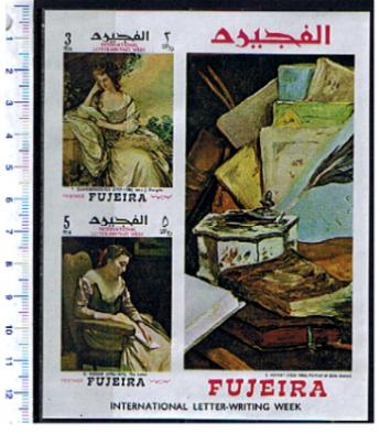 48433 - FUJEIRA, Anno 1968-196F * Settimana Internazionale della Lettera scritta Dipinti   - Foglietto non dentellato completo nuovo