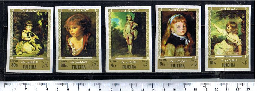 48477 - FUJEIRA, Anno 1972-828-32 * Bambini nei dipinti di pittori famosi - 5 valori non dentellati serie completa nuova senza colla