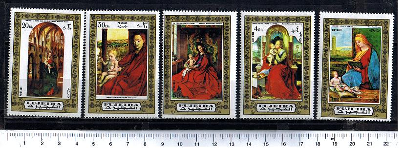 48506 -  FUJEIRA, Anno 1972-840-44 * 	Dipinti Religiosi: varie Madonne - 5 valori serie completa nuova senza colla