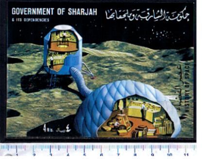 4855 - SHARJAH (ora U.E.A.),  Anno 1970, # 629  -  Storia dello spazio III   -  1 BF nuovo senza colla
