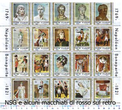 48588 - FUJEIRA, Anno 1972-865-84 * 150 anni morte di Napoleone, dipinti - 20 valori in Blocco serie completa nuova senza colla