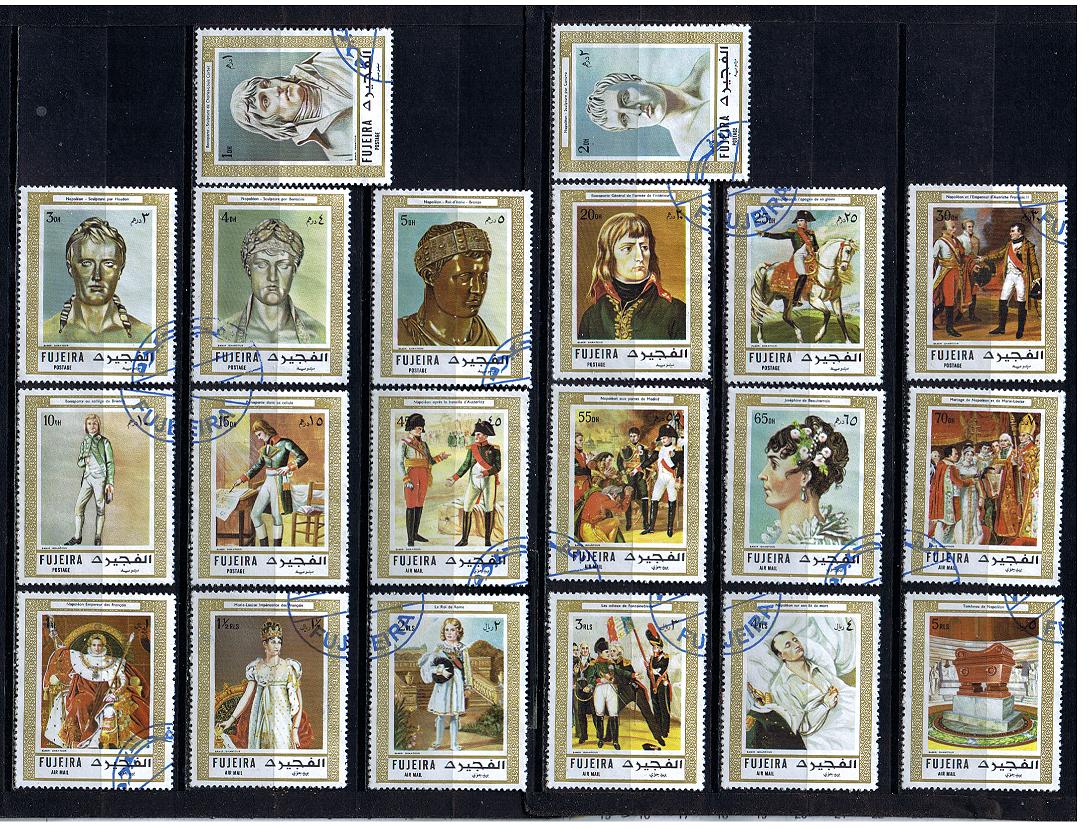 48601 - FUJEIRA, Anno 1972-865-84 * 150 anni morte di Napoleone, dipinti - 20 valori serie completa timbrata
