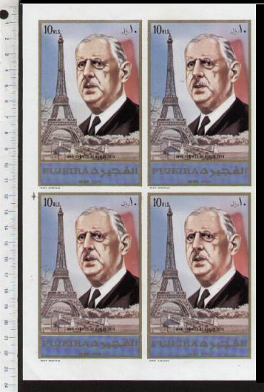 48698 - FUJEIRA, Anno 1972-905 *	Charles De Gaulle in memoria - King size   - 1 valore non dentellato completo nuovo senza colla in Quartina