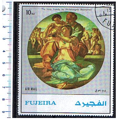48866 - FUJEIRA (ora U.E.A.), Anno 1972-3082 * Sacra Famiglia di Michelangelo-formato gigante - 1 valore completo timbrato - # 1218A