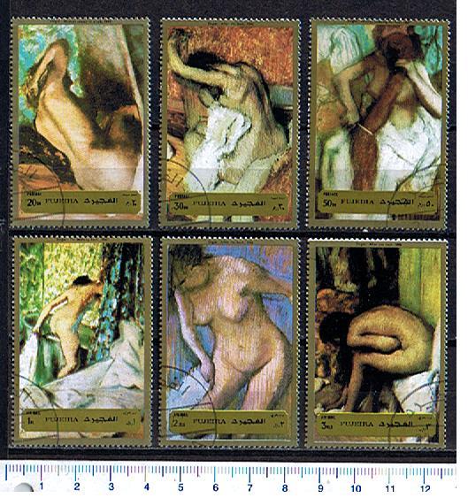 48887 - FUJEIRA (ora U.E.A.), Anno 1972-2863 * Le donne nei dipinti di Degas - 5 valori serie completa timbrata in Quartina  - # M1265-70 foto parziale