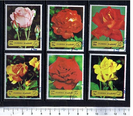 48901 - FUJEIRA, Anno 1972-M1251-56 * 	Rose diverse - 6 valori serie completa timbrata