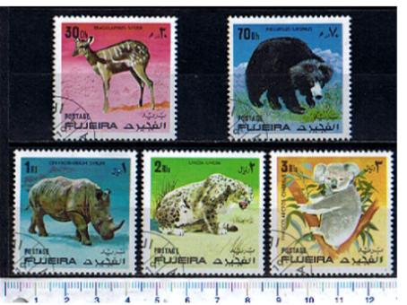 48976 - FUJEIRA	1971-1715 * Animali Africani diversi - 5 valori serie completa timbrata