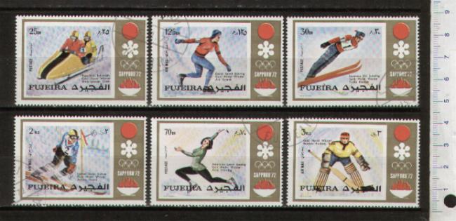 49020 - FUJEIRA (ora U.E.A.), Anno 1972-2062 * Olimpiadi invernali di Sapporo: vincitori - 6 valori serie completa timbrata - # 852-57