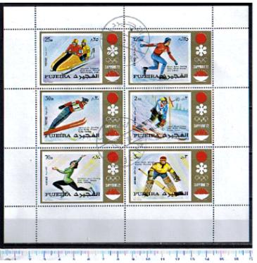 49023 - FUJEIRA (ora U.E.A.), Anno 1972-2062 * Olimpiadi invernali di Sapporo: vincitori - Blocco di 6 valori serie completa timbrata - # 852-57