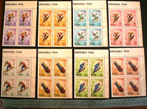 49261 - MANAMA	1968-45-52 - Minkus # 45-52 * Olimpiadi invernali di Grenoble - 8 valori serie completa nuova senza colla in Quartina