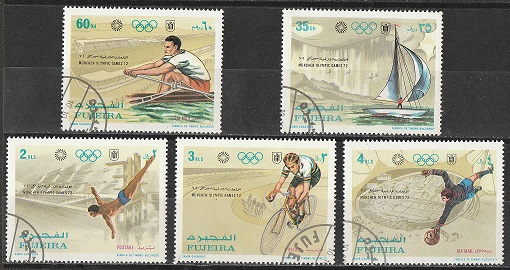 49336 - FUJEIRA, Anno 1971-2719 *	Giochi Olimpici di Monaco- 5 valori serie completa timbrata - # 776-80