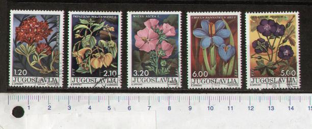49371 - JUGOSLAVIA  LS-06 * Fiori diversi - serietta di 5 francobolli usati