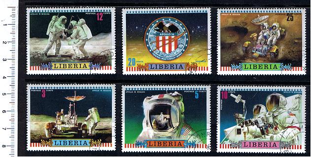 49385 - LIBERIA 1974-LS 12 *  Missione spaziale Apollo 16 - 6 valori serie completa timbrata	- cat. # 570/75